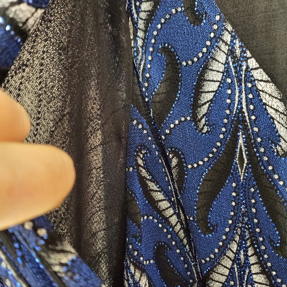 Onyx Nite - One Piece Sparkly Jacket/Cami Holiday Top Size 3X Blue Black White - Picture 3 of 5